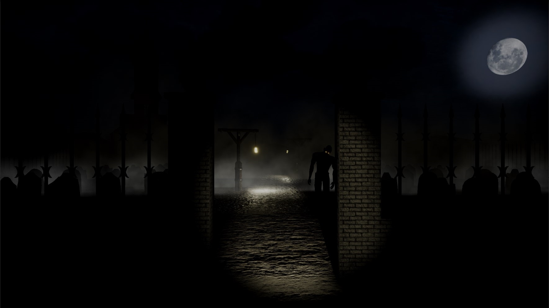 Graveyard at night